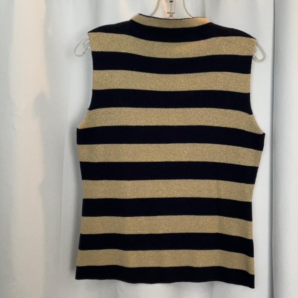 Christina Hope Navy Metallic Gold Stripe Knit Top & Gold Knit Pants Women Sz M - Picture 4 of 15